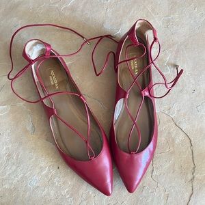 Aquazzura red size 41 flats with ankles wrap around.